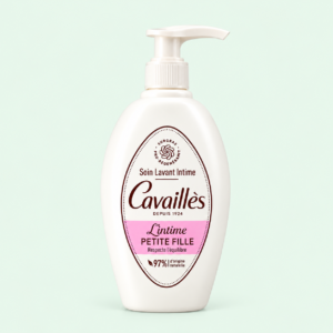 Flacon Cavaillès L’intime sur fond menthe Cavaillès L’Intime Petite Fille – Soin Lavant Intime 300 ml